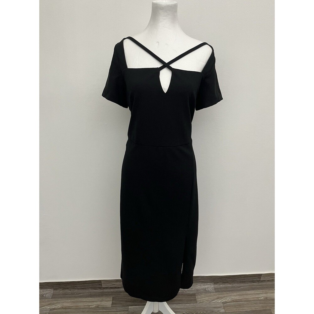 Rachel Roy Women’s Sheath Dress Size XL Black Short Sleeve Zipper Back